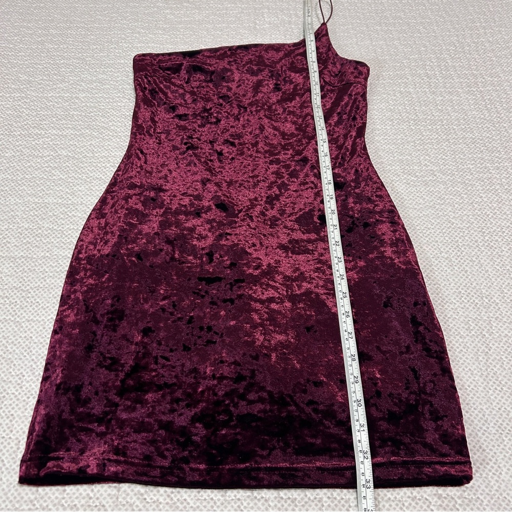 Lulus Forever Thriving Burgundy Velvet One-Shoulder Bodycon Dress - Picture 6 of 8
